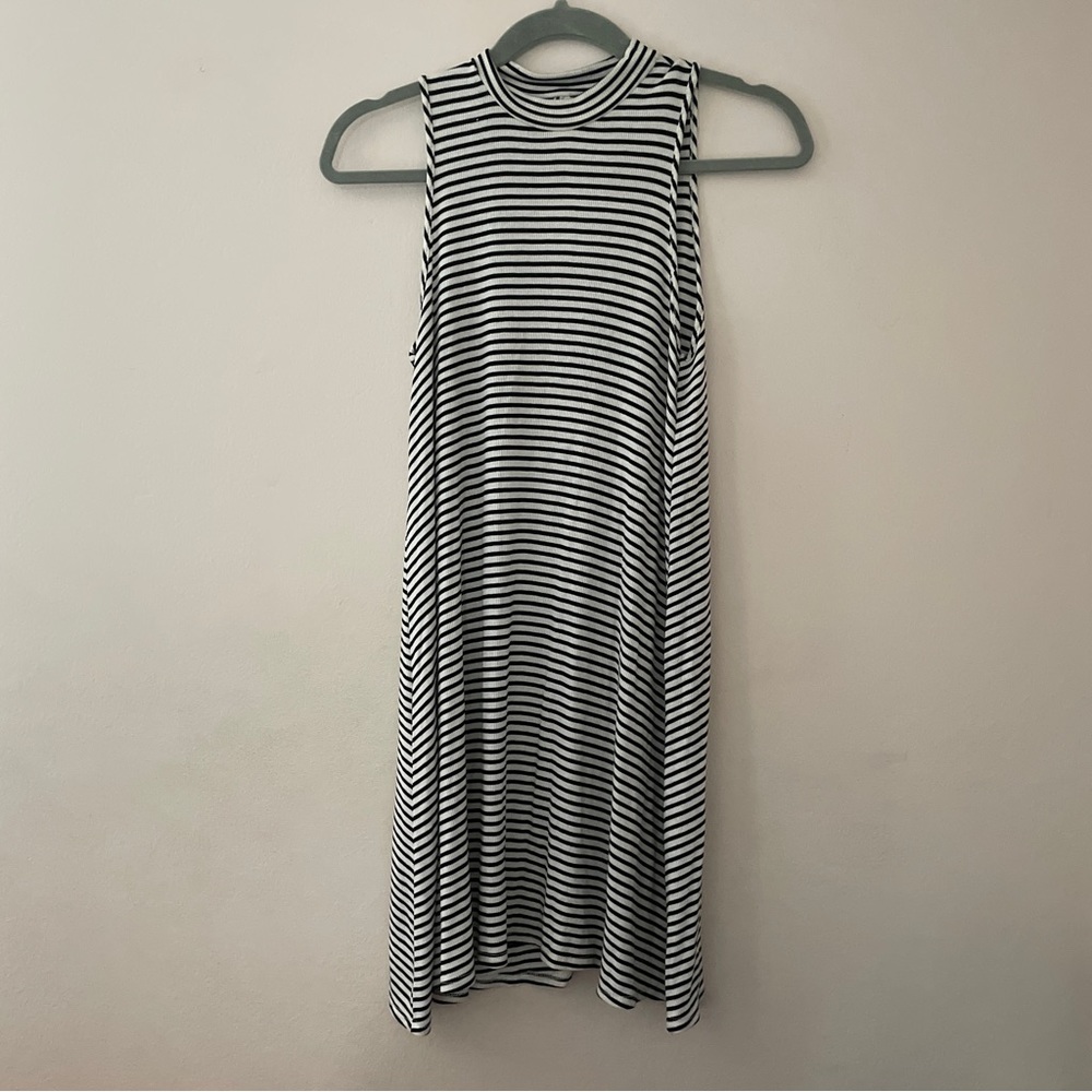 Black and white striped sun dress